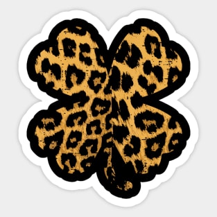 Cheetah Leopard Print Shamrock St Patricks Day Sticker